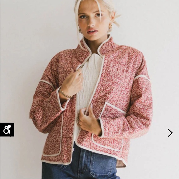 bohme Jackets & Blazers - bohme Rose Pink Quilted Bomber Jacket with Cream Trim New no tags